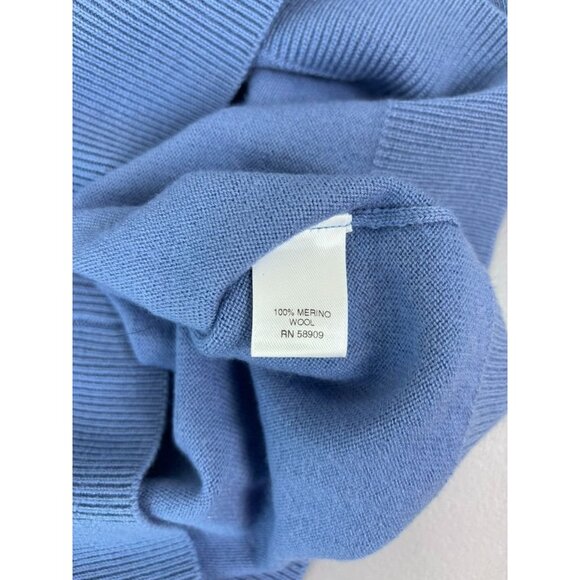 Murano women's small blue mock neck fine merino wool lightweight knit sweater - Picture 7 of 7